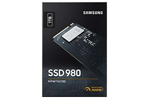 Samsung 980 M.2 NVMe SSD, (MZ-V8V1T0BW), 1 TB, PCIe 3.0, 3.500 MB/s Lesen, 3.000 MB/s Schreiben, Internes Solid State Drive, für Gaming
