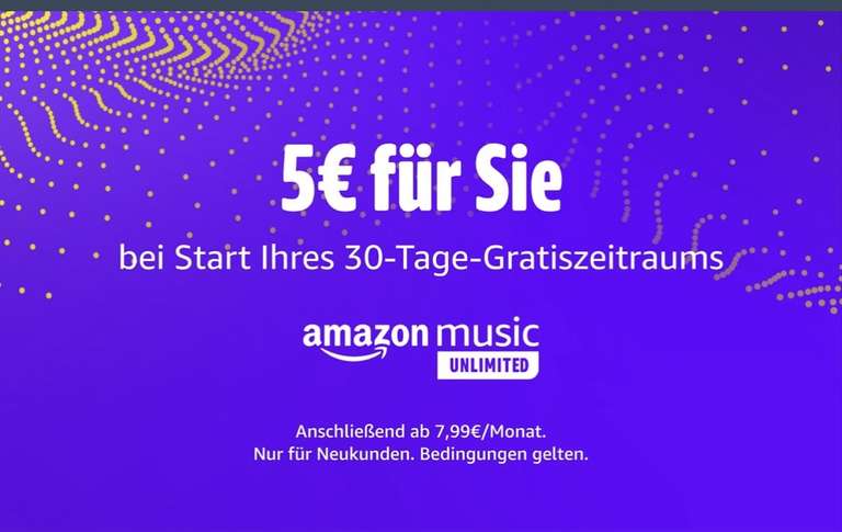 Amazon Music testen und 5€ Amazon-Gutschein erhalten [personalisiert]