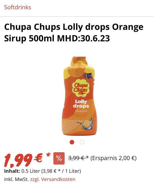 Chupa Chups Sirup 500ml 1,99 Euro