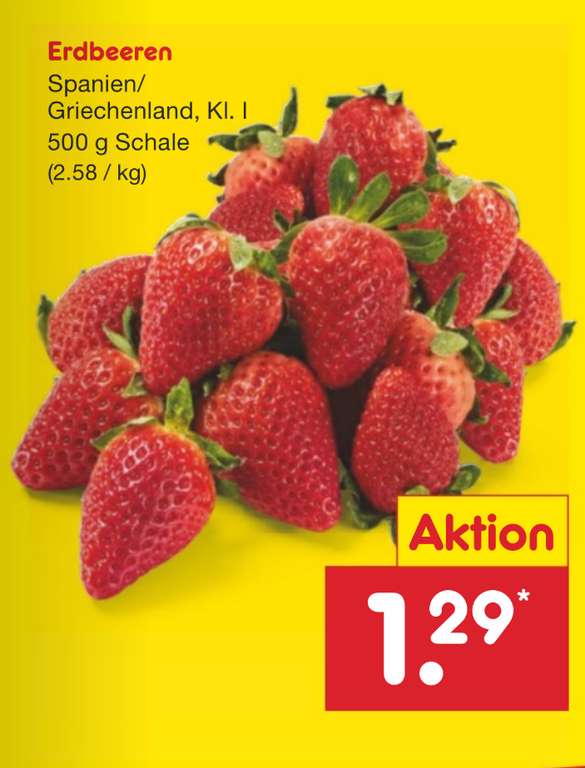 [ALDI SÜD/LIDL] 500g Erdbeeren KL.I für 1,19€ | Netto MD ab Donnerstag für 1,29€