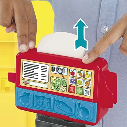 [Prime] Play-Doh Supermarkt-Kasse Spielknete für Kinder ab 3 Jahren mit lustigen Geräuschen, Zubehör und 4 Farben