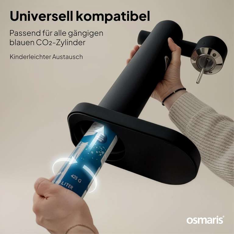 Osmaris Sparkle one, Edelstahl-Wassersprudler mit Flaschen – pulverbeschichtet, spülmaschinenfest at merchant