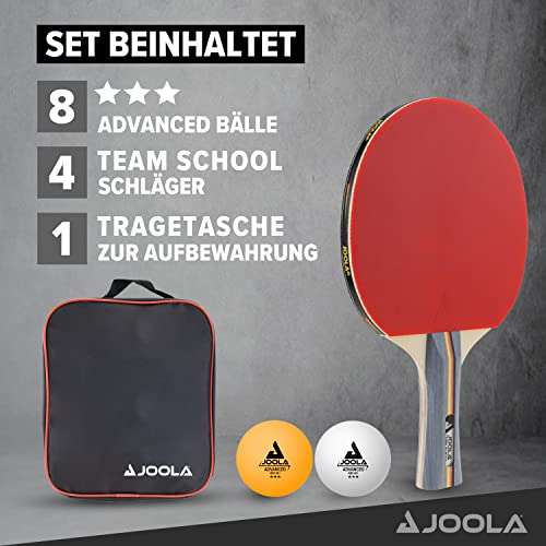 JOOLA Tischtennis-Set Team School / 4x Schläger / 8x Bälle / 1x Tasche