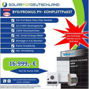 Photovoltaik-Anlage 10KWP + 10er Speicher BYD + Montage und Anmeldung // Weitere Angebote auf Flyer 2,3,4 zu finden