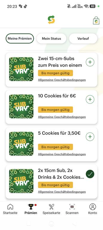 Zwei 15-cm-Subs zum Preis von einem, nur in der App bis 31.03., u. weitere App-Coupons
