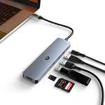 USB C Hub Dual Display, 7 in 1 USB C Adpater 4K UHD mit 3 * USB 3.0, HDMI, PD, SD/TF 3.0, 5 Gbps USB Typ C
