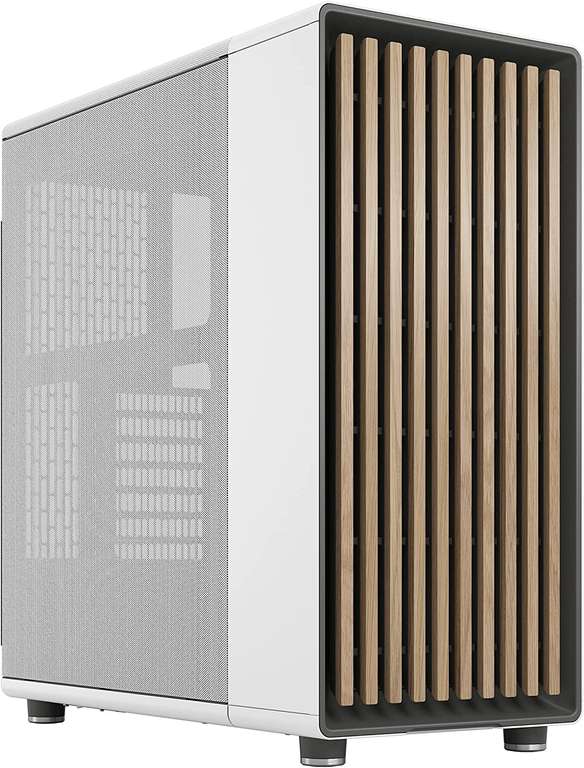 Fractal Design North Chalk White - Wood Oak Front - Mesh Side Panels - Two 140mm Aspect PWM Fans Included