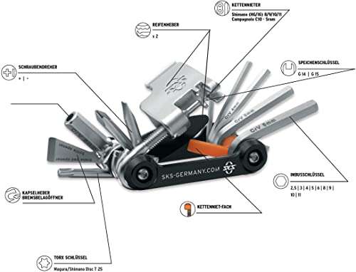 [Prime] SKS GERMANY TOM Mini-Tool Multifunktionswerkzeug Fahrrad + Reifenheber + Kettennieter