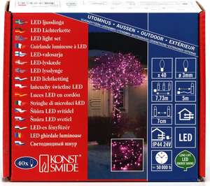Konstsmide Micro LED Lichterkette, 40 pinke Dioden, 24V Außentrafo (Prime)