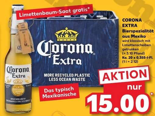 [ Kaufland ab 11.08 ] Corona Extra 20x 0,35l Kasten + gratis Limettenbaum-Saat für 15,00€
