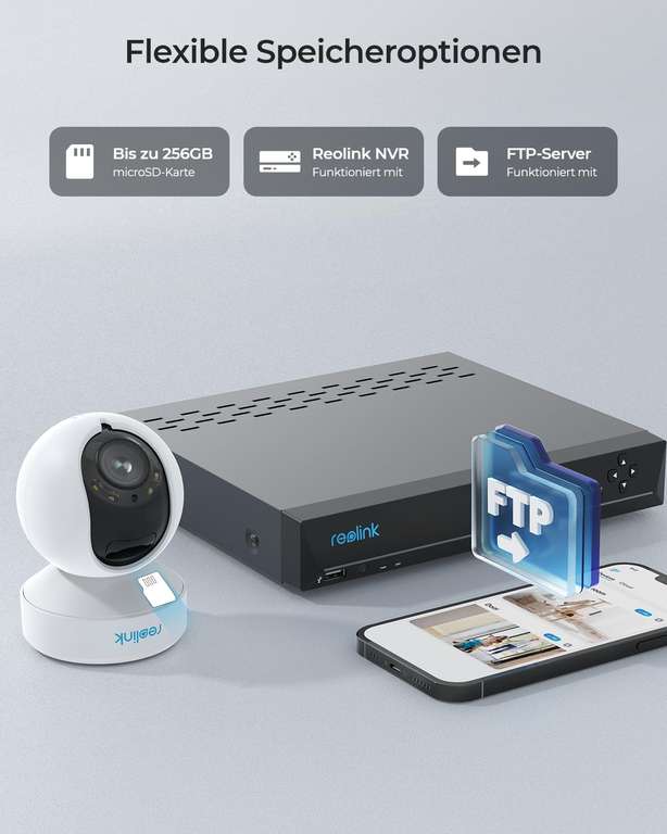 Reolink E1 Outdoor Pro, 4K PTZ WLAN Kamera; Auto-Tracking, 3X optischer Zoom, WiFi Dualband, Intelligente Erkennung