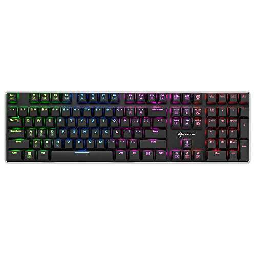 Sharkoon PureWriter RGB - Mechanische Low Profile-Tastatur, RGB Beleuchtung, blaue oder rote Schalter - US Layout