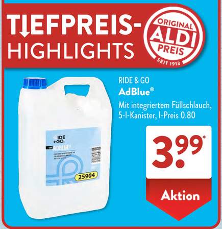 5l Kanister AdBlue fr nur 3,99 ab 27.10. bei ALDI SD | mydealz