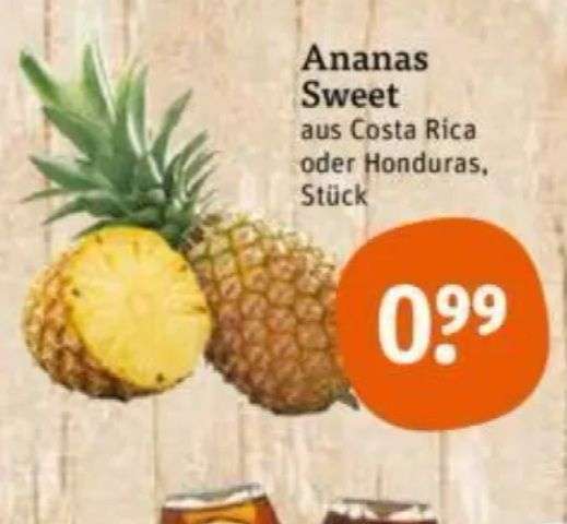 Tegut ab 14.11.: 1 Stück Ananas Sweet wieder im Angebot, Herkunft: Costa Rica/Honduras, diesmal eine ganze Woche lang