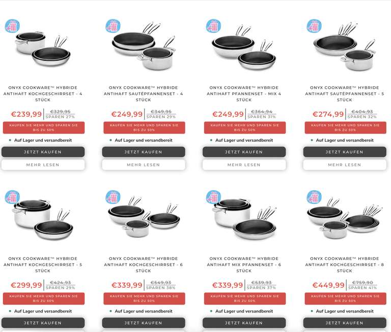 Onyx Cookware über 60% Rabatt möglich mit hochwertigen Gratisartikeln