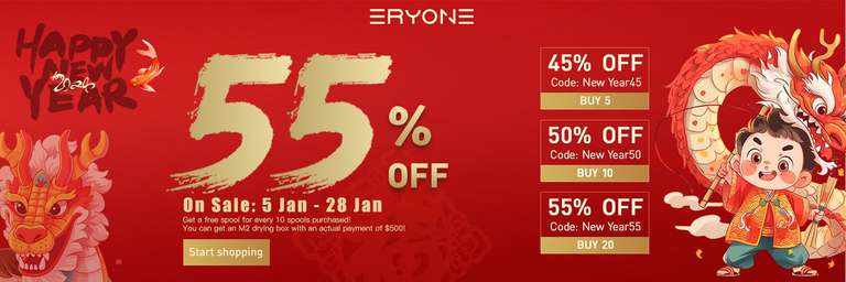 Eryone3d Filament 3d Druck New Year Sale 20 Rollen 55%Rabatt