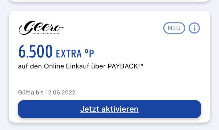 [Payback] Bei Geero schon wieder bis zu 58,10 € Gewinn durch 6.500 Punkte Coupon (65 € Cashback) ohne MBW (personalisiert)