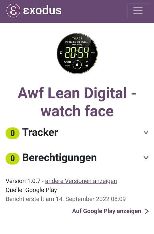 (Google Play Store) Awf Lean Digital: Watch face (WearOS Watchface, digital)