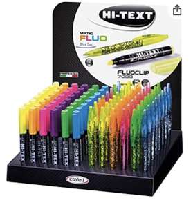 48 Textmarker + 48 Stifte, 96 Stück HI-TEXT Tischdisplay mit 48 Textmarkern 7000 Fluoclip und 48 Stifte 910Matic Kugelschreiber 96 Stück