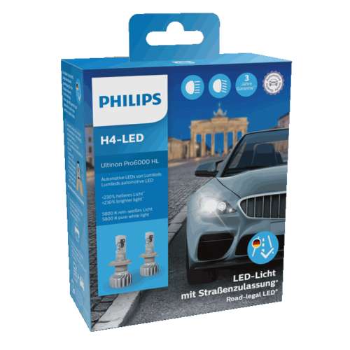 2x H4  Philips Ultinon Pro6000 11342U6000X2  mit Straßenzulassung ** 12V