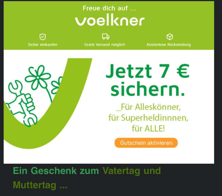 Völkner 7 € Gutschein *personalisiert*