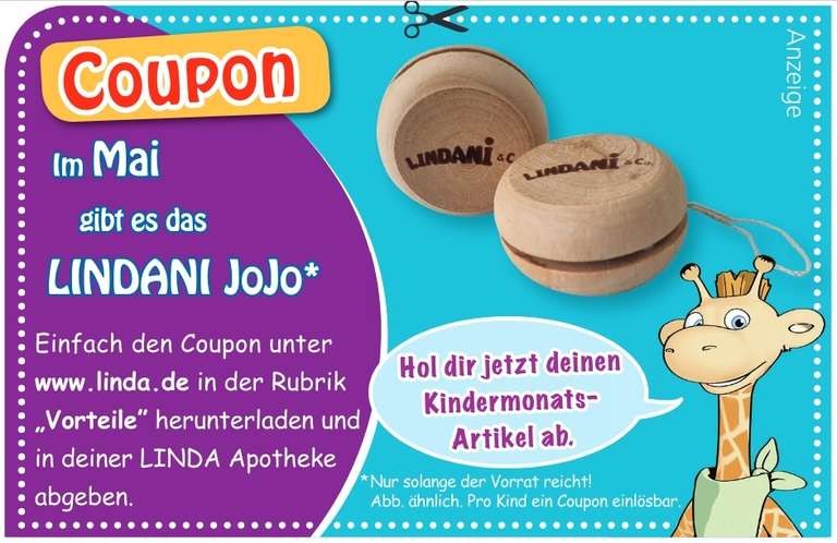 Linda Apotheken: gratis Holz-Jojo für Kinder im Mai
