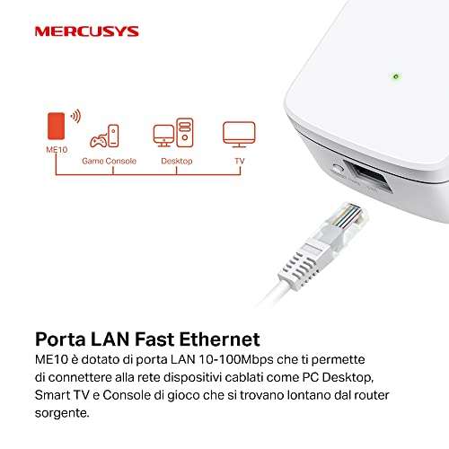 MERCUSYS ME10 WLAN-Repeater,kabellos, 300 Mbit/s, WPS-Taste, Play und Plug, LED-Signalanzeige