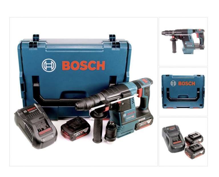 Bosch Professional GBH 18V-26F + 2x 6Ah Akku + Ladegerät in L-BOXX + zusätzl. Schnellwechselbohrfutter