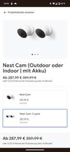 Google Nest Cam Duo- 2 Stück für 287,99€