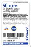 dm + Payback: 40-fach °P auf Nivea Sun / 50-fach auf Nivea Sun UV Face + Kids