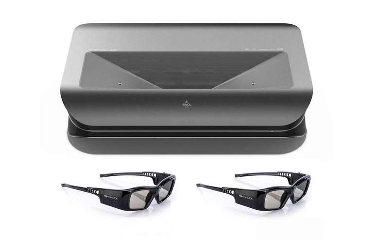 Set AWOL Vision LTV-2500 Laser TV mit 100 Zoll LumaScreens CLR Leinwand inkl. zwei 3D Brillen