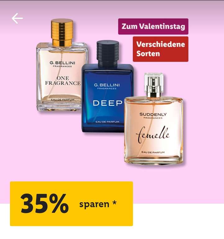 G. Bellini Men/ Suddenly Women -35% Parfum [Lidl Plus]