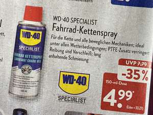WD-40 Specialist Fahrrad-Kettenspray (150ml) für 4,99€ bei Aldi ab 27.3.!