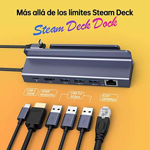 NOVOO Steam Deck HDMI 4K@60Hz Steam Deck Dock USB C Hub mit HDMI 2.0 4K@60Hz,DREI USB 3.0,Gigabit Ethernet,100W PD