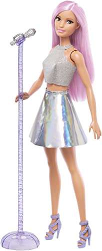 Barbie FXN98 - Sängerin-Puppe mit Mikrofon und pinkfarbenem Haar, Spielzeug ab 3 Jahren (Prime)