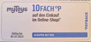 myToys 10Fach Payback Punkte auf den Einkauf im Online-Shop mit Extra Rabatte bis 02.07 Online-Aktionscode: MC6NK10FA23