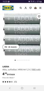 [Lokal?] Ikea Wetzlar AA & AAA Ladda Akkus für 1€
