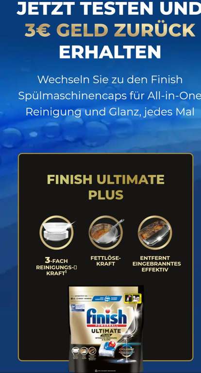3€ Geld zurück beim Kauf von Finish Spülmaschinentabs (offline)