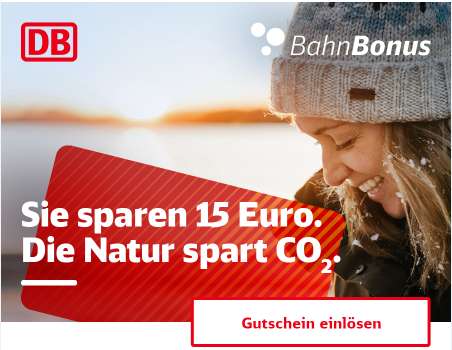 personalisiert 15€ DB Bahn Gutschein (MBW 49€)