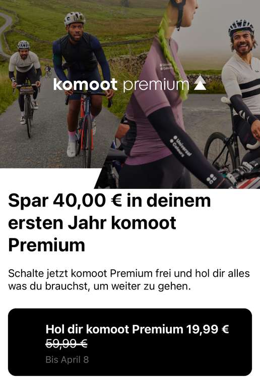 Komoot Premium für 19,99€ im ersten Jahr