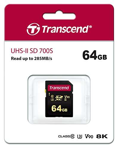 Transcend 700S R285/W180 SDXC 64GB Speicherkarte, UHS-II U3, Class 10 (Prime)