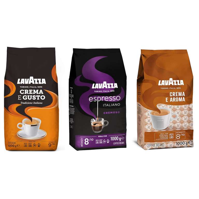 Lavazza Sammeldeal z.B. Espresso Italiano Cremoso, Arabica und Robusta Kaffeebohnen, Ideal für Espressomaschinen, 1 kg [PRIME/Sparabo]