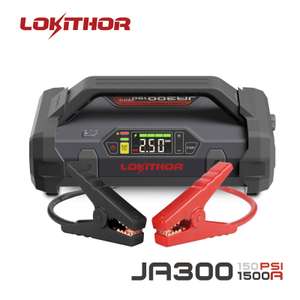 Lokithor 4in1 Akku- Starthilfe / 1500 Amp 12 V inkl. Powerbank, LED-Licht und 150PSI Luftpumpe / Kompressor, Autobatterie-Booster