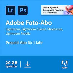 Adobe Creative Cloud Foto-Abo mit 20GB: Photoshop und Lightroom | 1 Jahreslizenz |