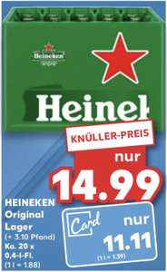 Heineken 20 x 0.4l 11.11€ mit KauflandCard [Kaufland, offline]