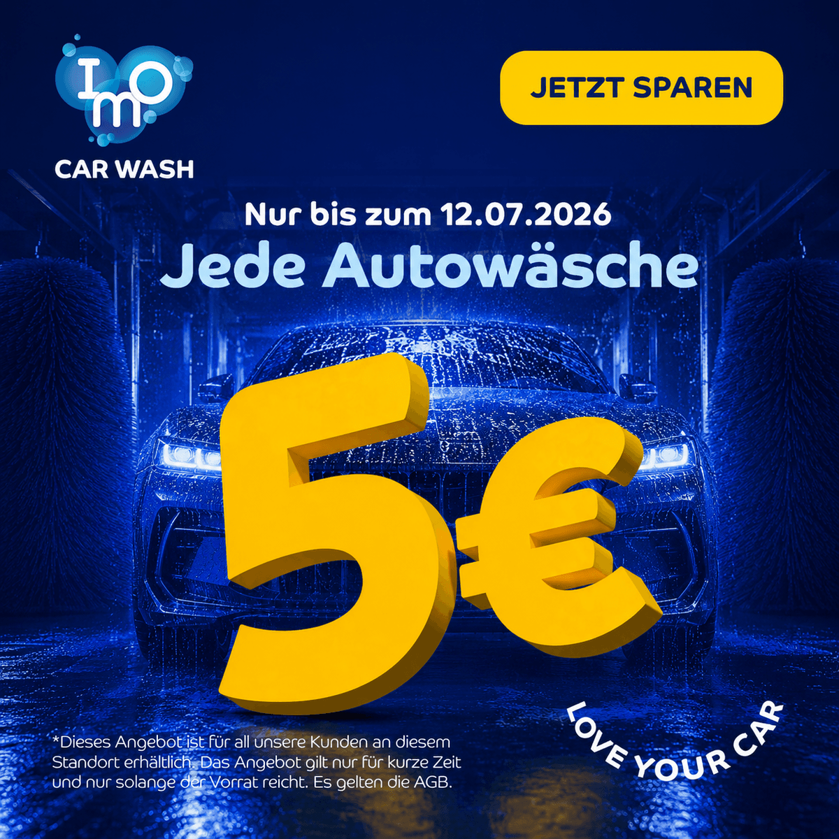 IMO Autowäsche: Jedes Waschprogramm (auch Ceramic XTR) für nur 5€ an ausgewählten Standorten