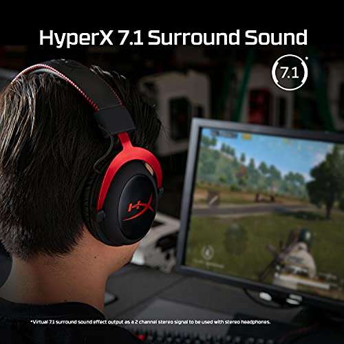 HyperX Cloud II Gaming Headset für PC, PS5 / PS4. Inklusive virtuellem 7.1 Surround Sound und USB-Audiosteuerungsbox