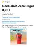 [GRATIS] 0,25l Coca-Cola Zero Sugar in der McDonalds App