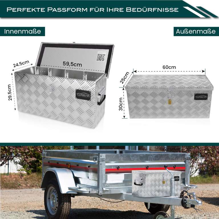 Nur mit Prime: CARGO VA Wasserdichte Deichselbox - Robuste und Intelligente Transportbox [60x25x30CM]