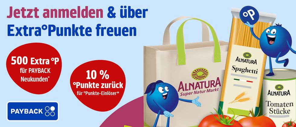 [Alnatura Payback] 500 Punkte für Payback Neukunden, 10% zurück bei Punkteeinlösungen, LOKAL Berlin Ostbahnhof am 18.9. 10% auf den Einkauf